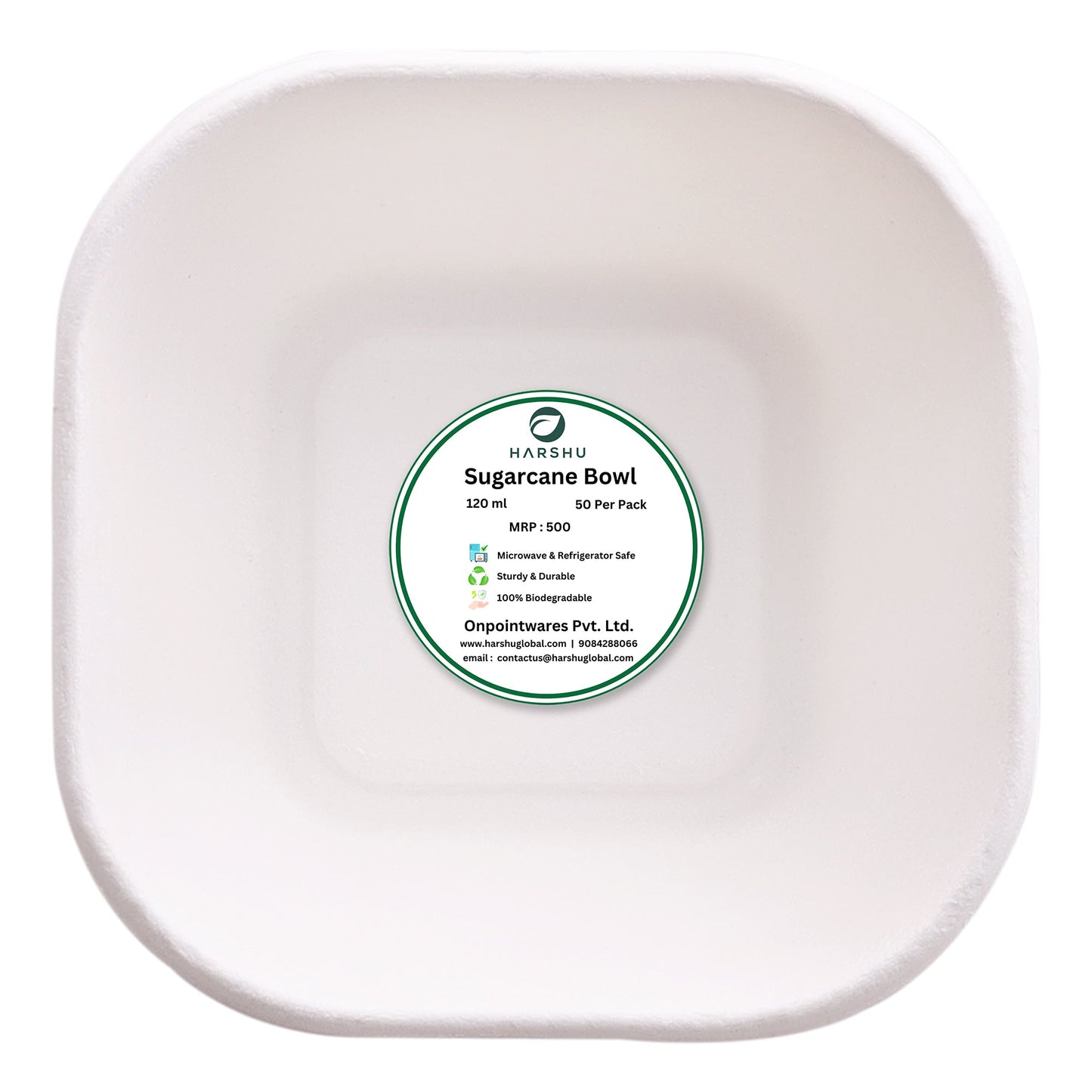 HARSHU 120ml Square Sugarcane Bagasse bowls (50 per pack)