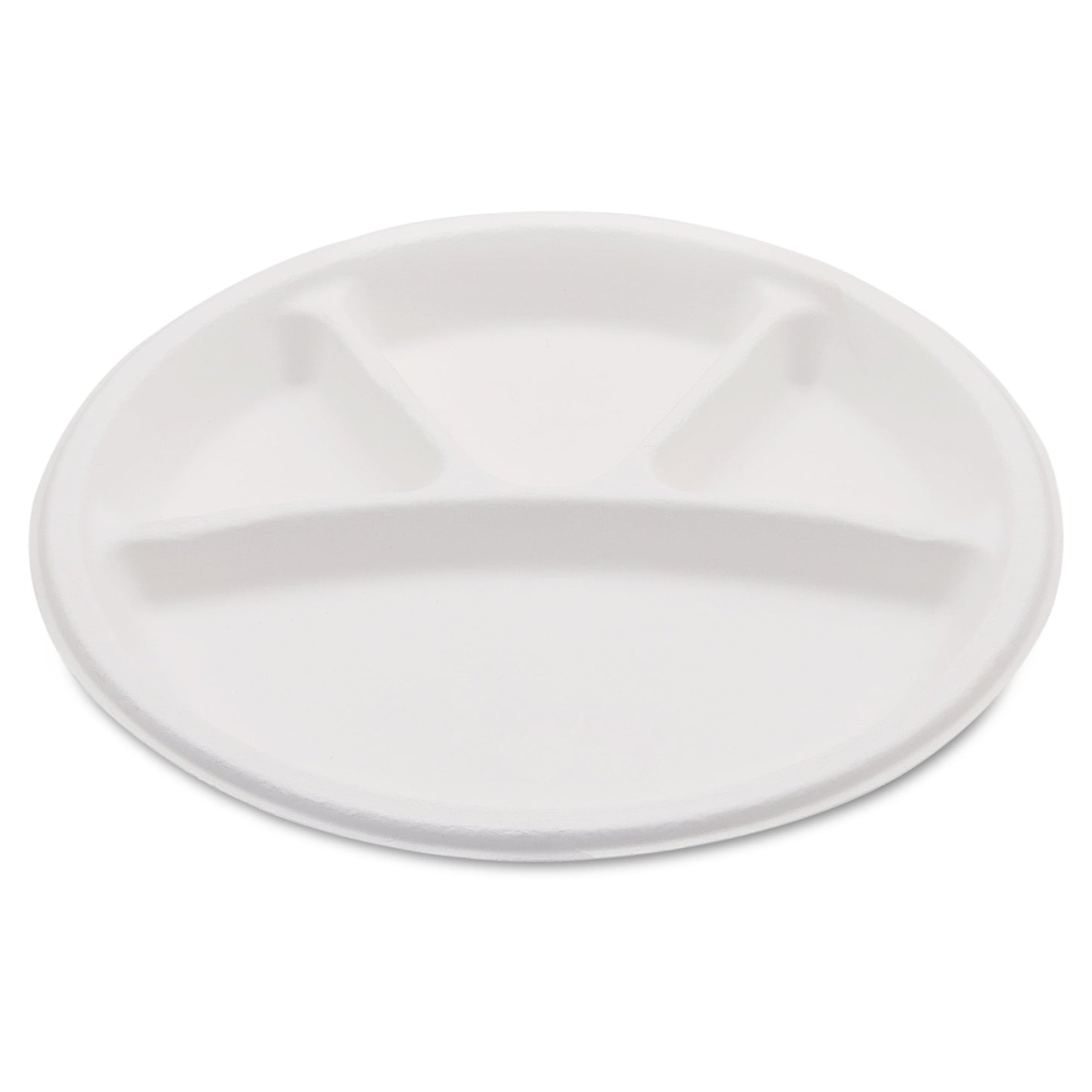 HARSHU 11 Inch Round 4 Compartment Sugarcane Bagasse Plates (25 per pack)