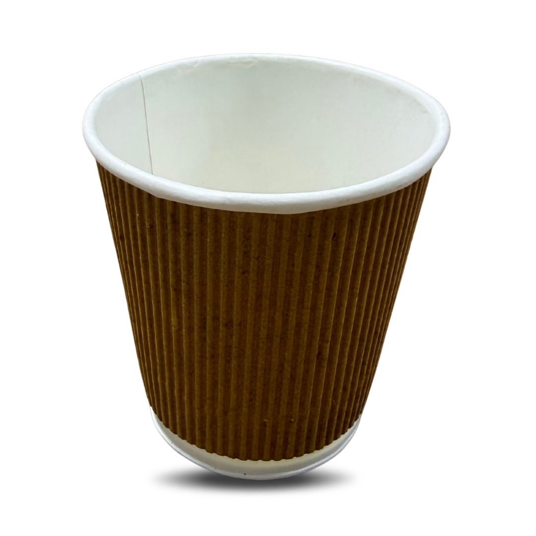 Ripple Paper Cups with Leak-Proof | Non-Slip | Ideal for Hot & Cold Beverages | Coffee | Party Cups (200 ml, 25 Pcs, Brown)