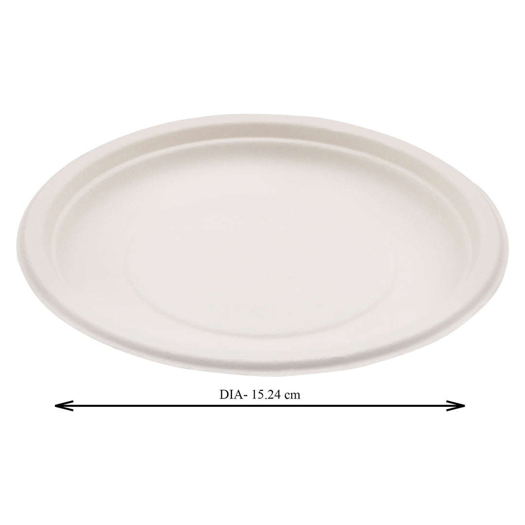 HARSHU 6 Inch Round Sugarcane Bagasse Plates (50 per pack)