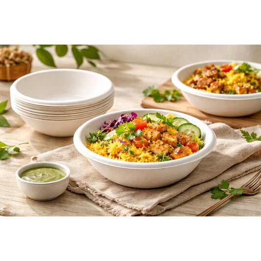 HARSHU 180ml Round Sugarcane Bagasse bowls (50 per pack)