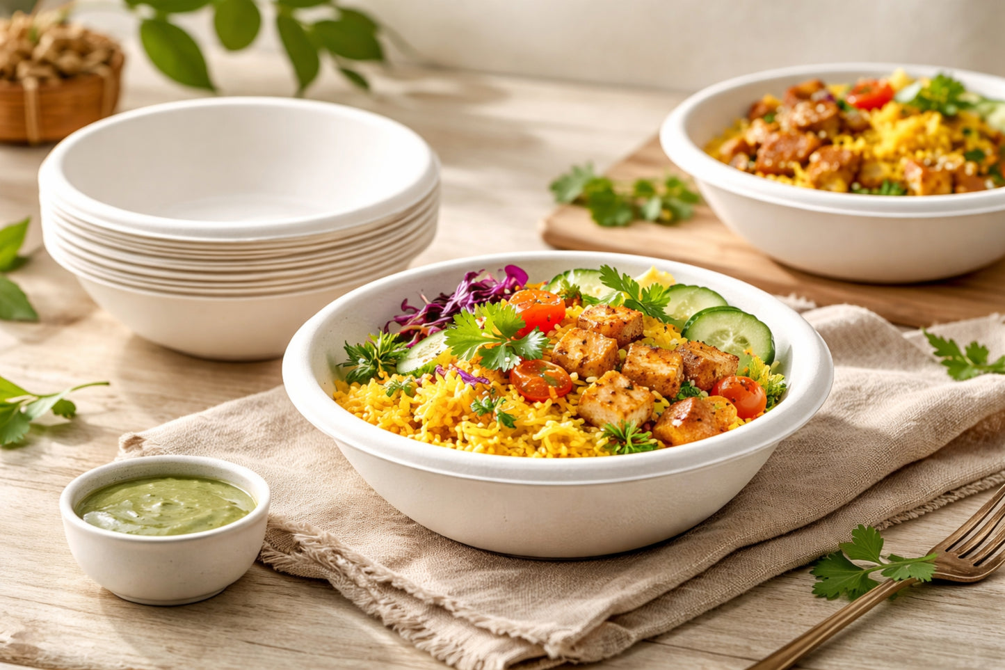 HARSHU 180ml Round Sugarcane Bagasse bowls (50 per pack)