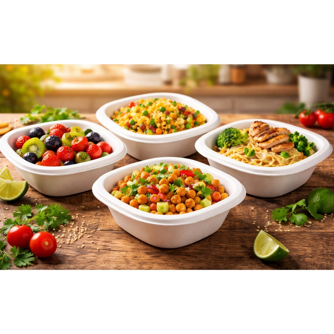 HARSHU 180ml Square Sugarcane Bagasse  Bowls (50 per pack)