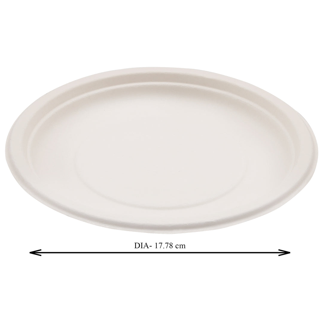 HARSHU 7 Inch Round Sugarcane Bagasse Plates (50 per pack)