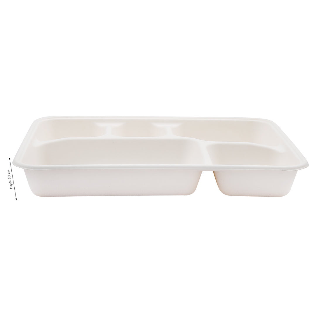 HARSHU 5 Compartment Sugarcane Bagasse Meal Tray (25 per pack)