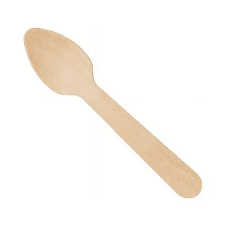 Disposable Wooden Spoons (Pack of 100, 140mm) | Wooden Dining Tableware Spoons Set | Ideal for Birthday, Wedding, Events & Party