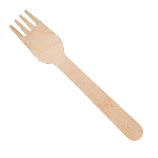 Small Wooden Fork 140 mm | Pack of 100 | Sturdy Forks for hot or Cold Foods | Standard Size for Smooth Eating | Convenient Design Ideal for Events & Parties